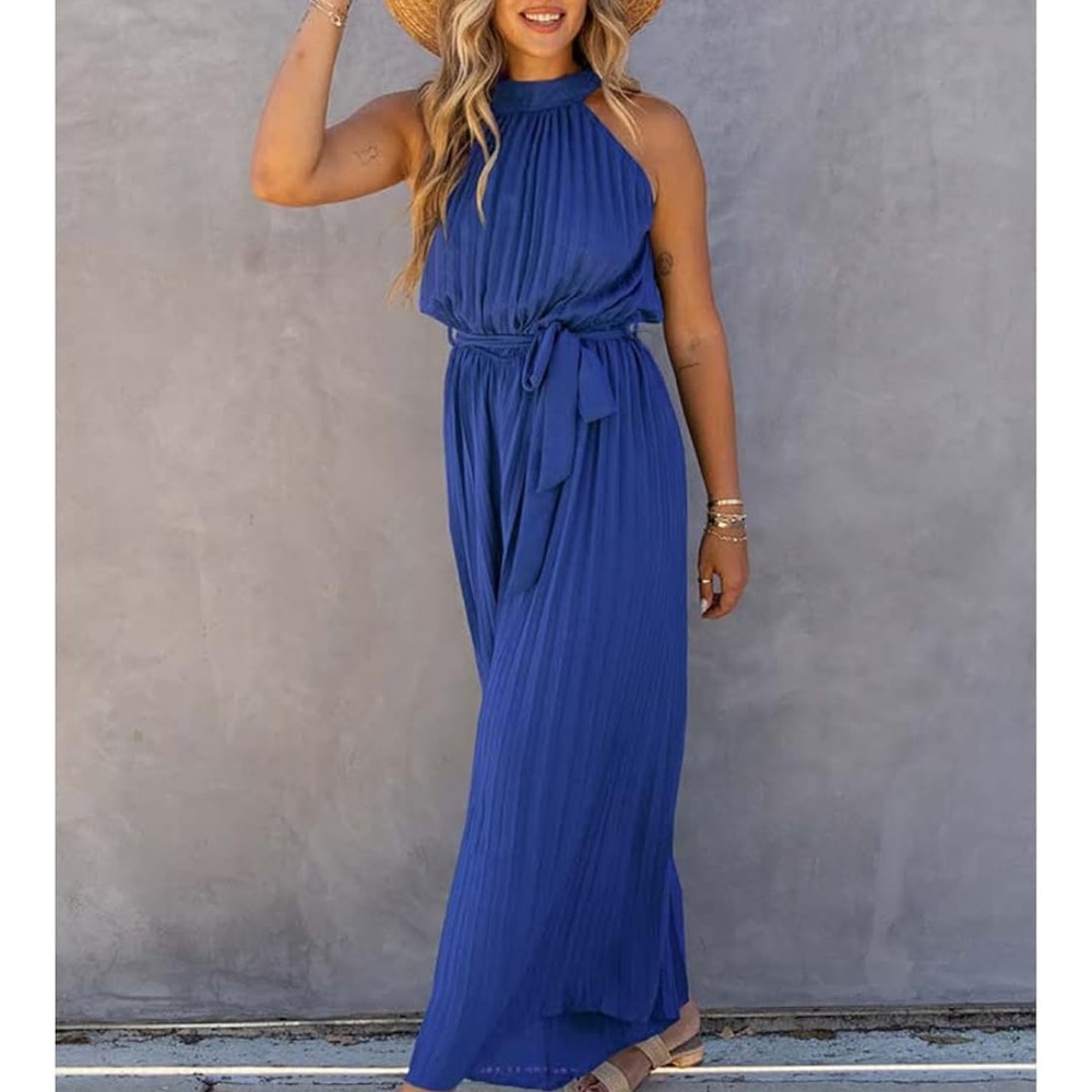 Irsutey Blue Halter Jumpsuit